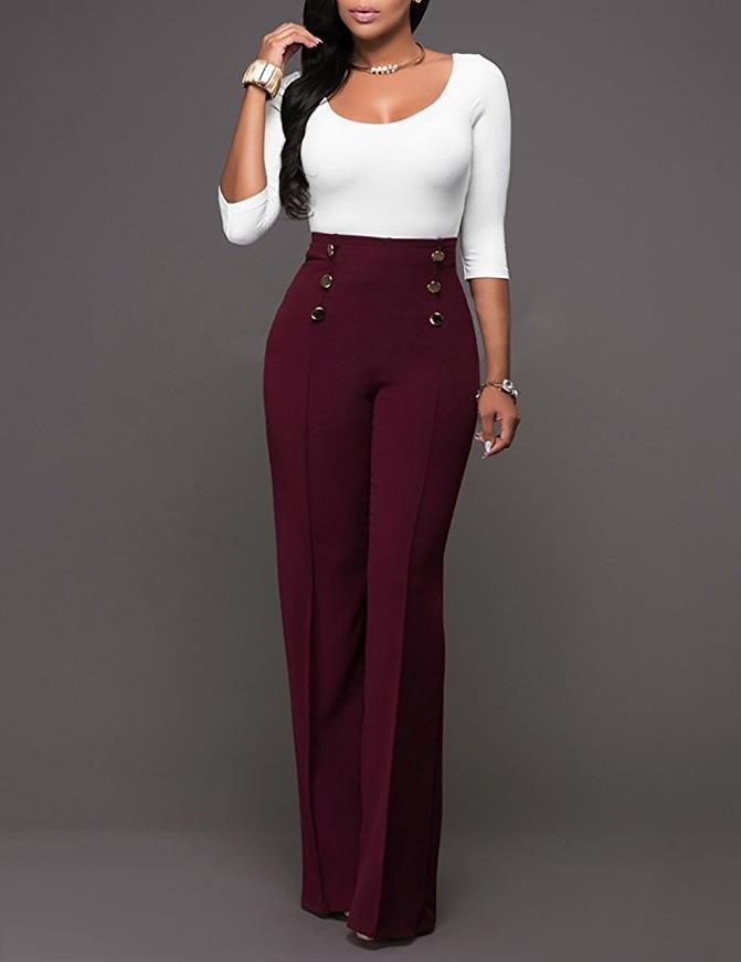 GV fancy button accent high waist wide leg dress pants GVCouture GV fancy button accent high waist wide leg dress pants GVCouture