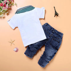 GV Boy’s Prince of Paris 3-piece button down shirt, scarf, and jeans set  GVCouture   