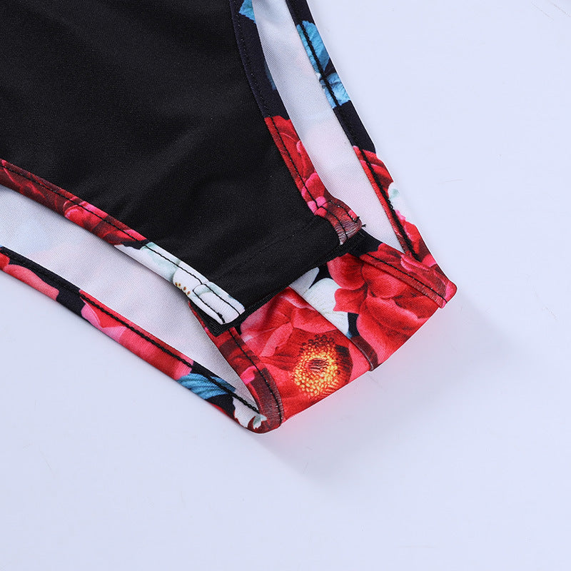 GV plunging v-neck floral print bodysuit bodysuit GVCouture   