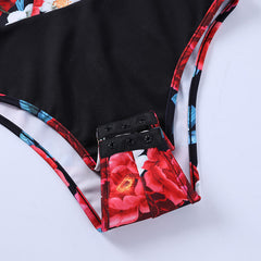 GV plunging v-neck floral print bodysuit bodysuit GVCouture   