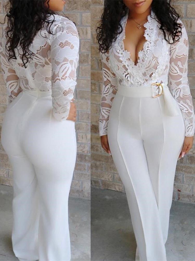 GV Elegant lace sleeve Jumpsuit jumpsuits GVCouture   