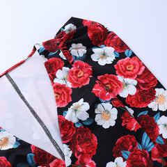 GV plunging v-neck floral print bodysuit bodysuit GVCouture   