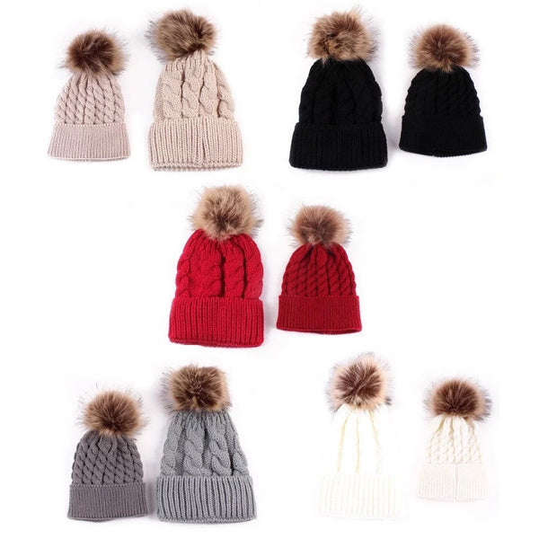 GV Mommy & Me Fur Ball Beanie Hats