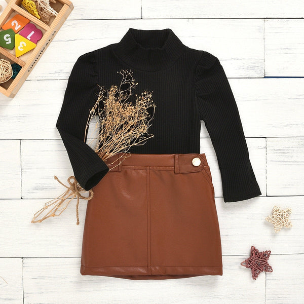 GV Dominque Toddler/Girls’ Faux Leather Skirt and shirt set