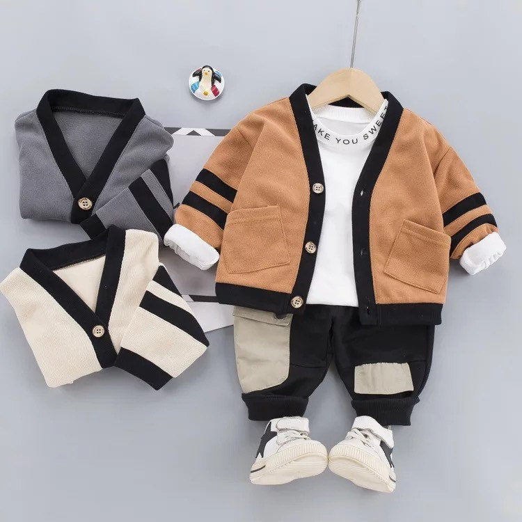 GV Toddler/Boys Mommy’s Little Man is 3 Piece Sweater Set sets GVCouture   