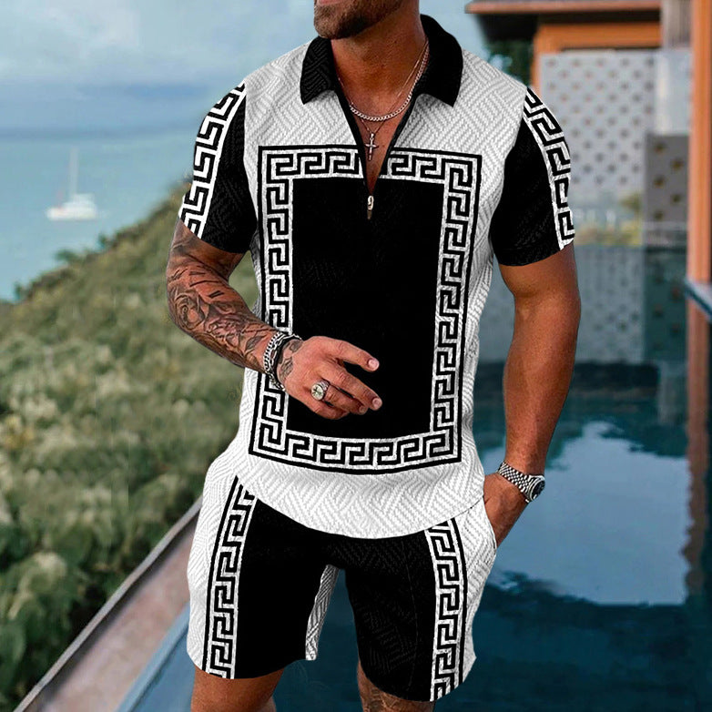 GV Men's casual men clothing two piece set shorts summer T shirt and shorts set men  GVCouture   