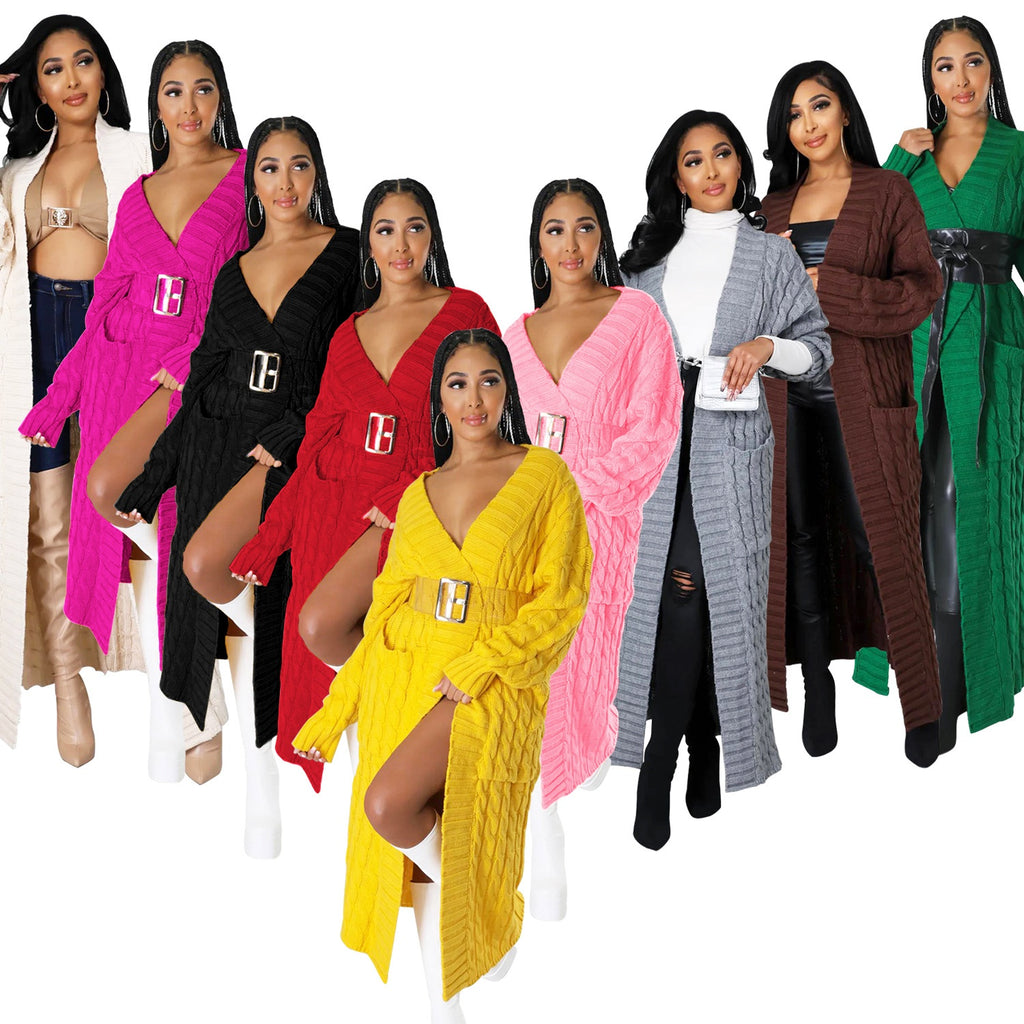 GV Women's  ladies' elegant high quality plain cardigan sweater coat knitted kimono maxi long cardigan woman  GVCouture   