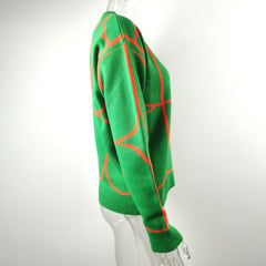 GV Women's Sweater Elegant Pullover Green Striped Knitted Women's Clothing Long Sleeve Top  Female Print Sweaters  GVCouture   
