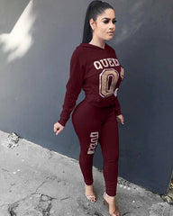 GV Women's Casual Long Sleeve Girls Clothing Sets Tracksuit Women's Hoodies Sweatshirts Suit Fall Two Piece Pants Set Gym Outfits For Women  GVCouture S Wine 
