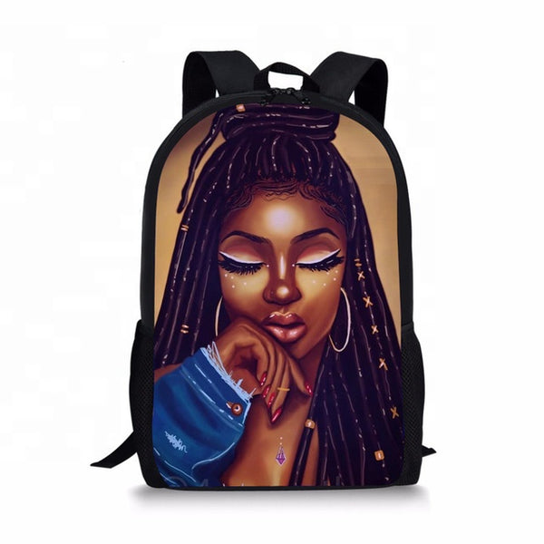 GV Kids Blak girl magic Backpack Bookbags Black Art Afro American Women