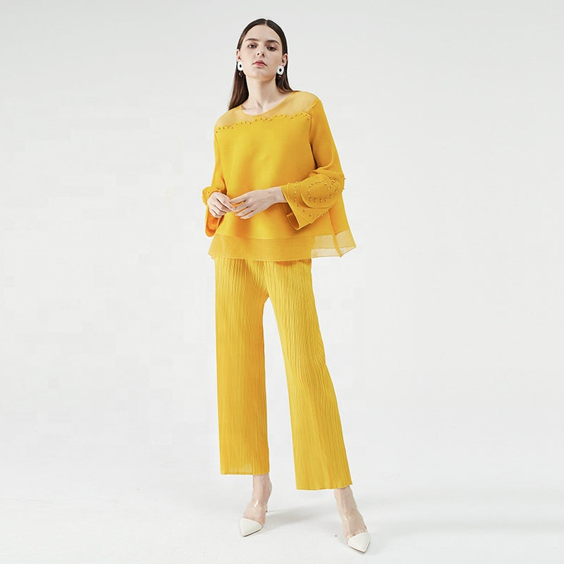 plus size women clothing Summer New T-shirt Women's Loose Straight Pants Two-piece Set  GVCouture   