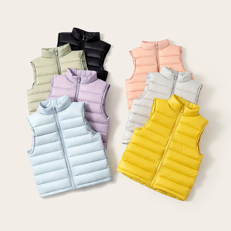 Lulu boys and girls small and medium-sized children's wear children's lightweight jacket stand collar warm down jacket vest  GVCouture   