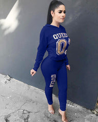 GV Women's Casual Long Sleeve Girls Clothing Sets Tracksuit Women's Hoodies Sweatshirts Suit Fall Two Piece Pants Set Gym Outfits For Women  GVCouture S Blue 