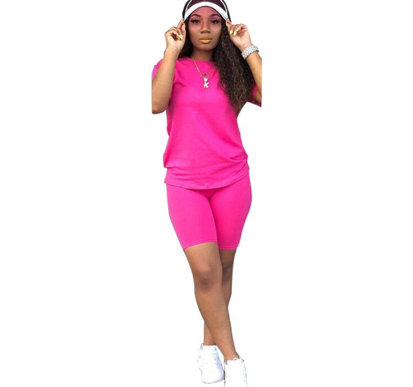 GV Womens' Clothing Cotton Short Sleeves Neon Casual 2 Piece Women Outfit Costume Two Piece Sets