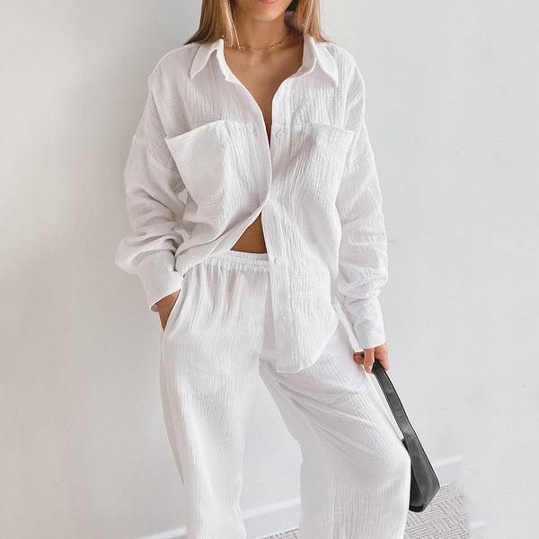 GV women's 100% cotton long sleeve sleepwear clothing casual loungewear two piece set women set