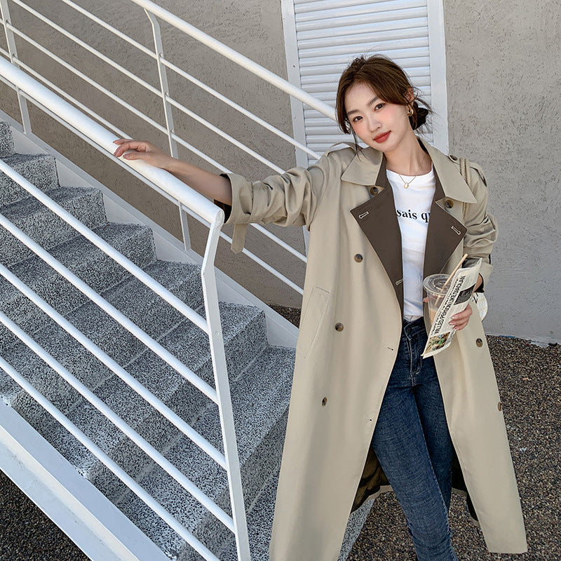 GV Womens' High Quality Popular Plaid British Style Double Breasted Loose Long Trench Coat For Girls Winter Clothing  GVCouture   