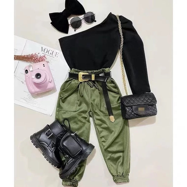 GV Autumn off shoulder shirt and pants set