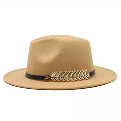 GV Kids/ Toddlers All Season Fashion Fedora Hat with Gold leaf belt  GVCouture Camel  