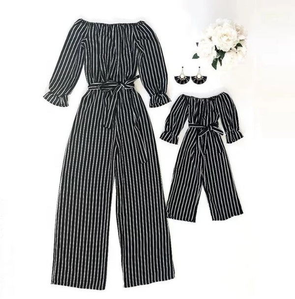 GV Mommy & Me black striped jumpsuit