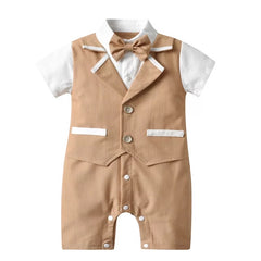 GV Johnathan Toddler/Boys onesie w/ bow tie Blazers, Boys Sets GVCouture 0-3 Months Tan 