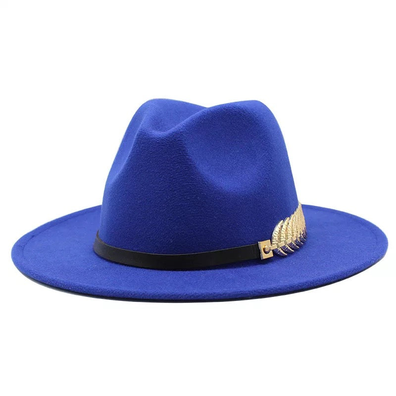 GV Kids/ Toddlers All Season Fashion Fedora Hat with Gold leaf belt  GVCouture Royal Blue  