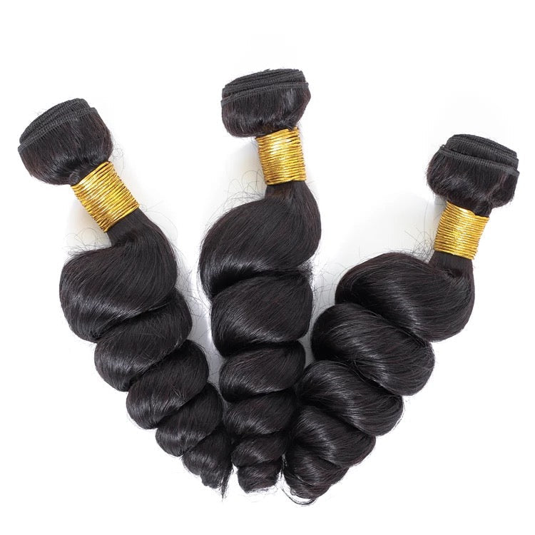 CARHOMERS 100% Unprocessed Virgin No Shedding Malaysian Hair Bundles Hair Extensions GVBeauty Loose Wave 10in/12in/14in Natural Black