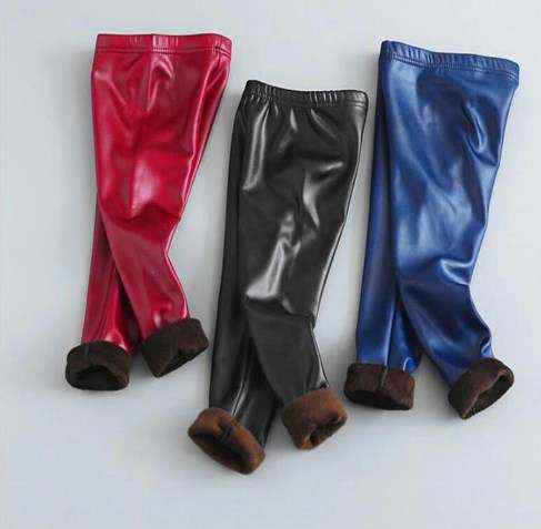 GV Girls Faux leather pants with Plush Velvet lining