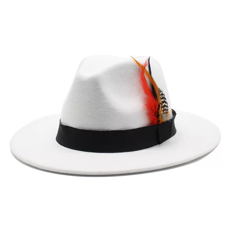 GV Adult All Season Fashion Fedora Hat with feather belt  GVCouture   